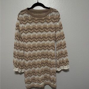 Women's Tan and Cream Sweater